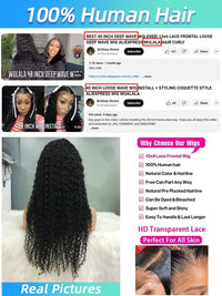 Deep wave lace frontal wig by Spacewallart featuring natural deep wave hair and a transparent lace frontal for a seamless look.