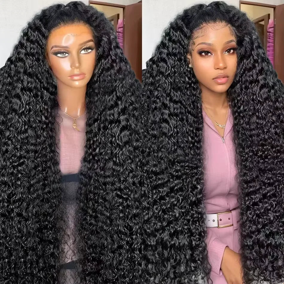 Deep Wave HD Lace Front Human Hair Wig by Spacewallart with voluminous, wavy hair and lace front for a natural look