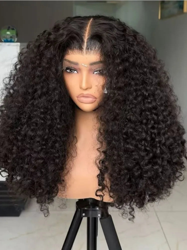 Deep wave lace front curly wig by Spacewallart featuring natural-looking deep wave hair and a lace front for a seamless style.