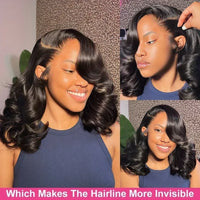 Body Wave short human hair wig by Spacewallart featuring natural wave texture and realistic hair appearance.