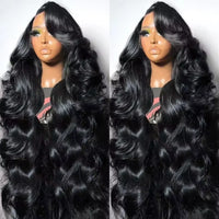 Real Remy Brazilian human hair wig by Spacewallart, showcasing natural black, straight hair with a sleek, full hairstyle.
