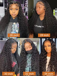 Deep wave lace front human hair wig with curly texture by Spacewallart, showcasing natural curls and lace front cap design.