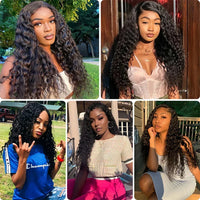 Spacewallart HD lace frontal curly glueless wig showing natural curly hair with a lace front for seamless styling.