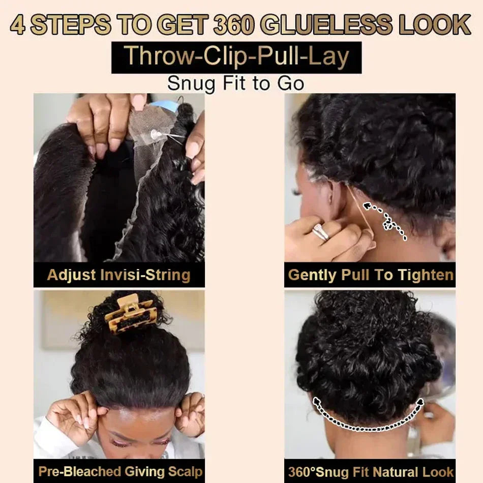 Deep wave strap snug fit wig by Spacewallart featuring voluminous, curly hair with a natural hairline and secure fit.