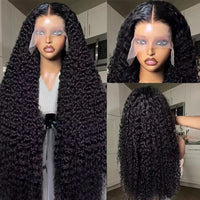 Deep Wave HD Lace Front Human Hair Wig by Spacewallart showcasing curly, natural-looking deep wave hair on a lace front wig.