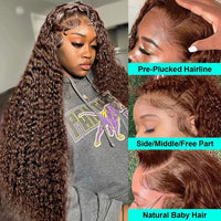 Chocolate brown HD lace frontal human hair wig by Spacewallart with natural straight hair and a realistic lace front.