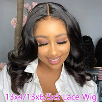 Body Wave Bob Wig by Spacewallart featuring natural-looking hair with soft waves and a sleek bob cut.