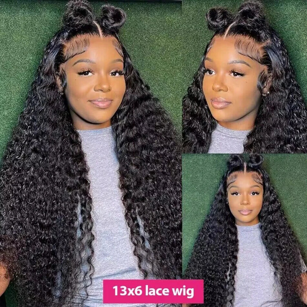 Deep Wave HD lace front human hair wig by Spacewallart with curly texture and natural-looking lace front for a seamless hairline.