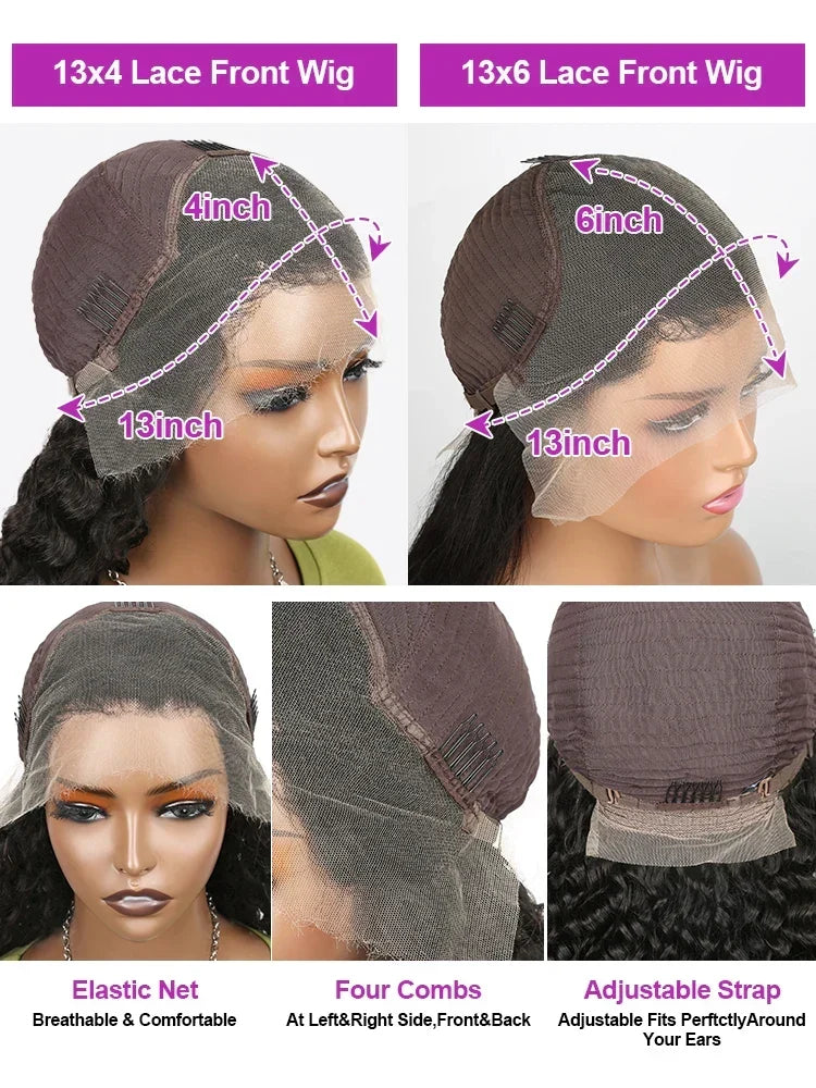 Spacewallart Water Wave Lace Front Curly Wig showcasing natural water wave curls and lace front design for a realistic look.