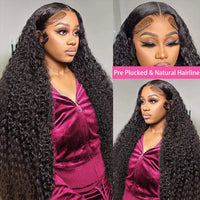 Curly lace front human hair wig by Spacewallart featuring voluminous curls and a natural-looking hairline.