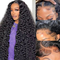 Water wave lace front human hair wig by Spacewallart, showcasing natural water wave texture and lace front design.
