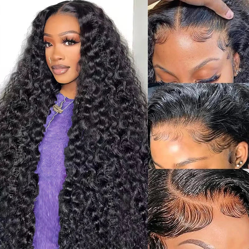 Water wave lace front human hair wig by Spacewallart, showcasing natural water wave texture and lace front design.