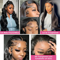 Body wave human hair wig by Spacewallart featuring natural waves, full cap design, and soft, luxurious hair texture.