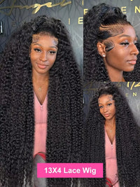 Deep wave lace front curly wig by Spacewallart featuring voluminous, natural-looking curls and a lace front for a seamless hairline.