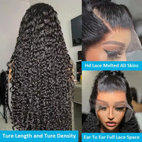 Deep wave curly lace frontal wig by Spacewallart, showcasing natural deep wave texture and intricate lace front design.