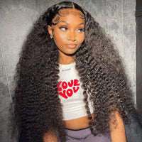 Deep Wave HD lace frontal human hair wig by Spacewallart, showcasing the wavy texture and realistic lace front.