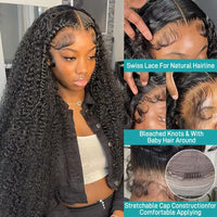 Deep wave curly lace frontal wig by Spacewallart featuring natural-looking deep wave curls and a lace closure for a seamless style.