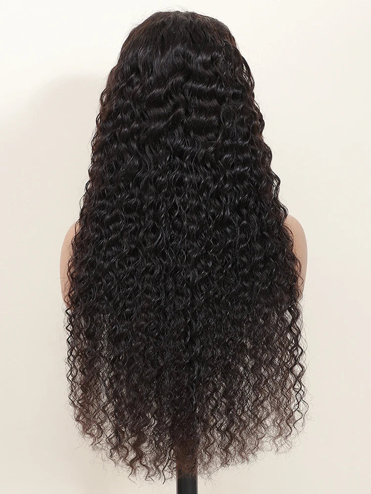 Deep wave lace front human hair curly wig from Spacewallart with voluminous, natural-looking curls and a lace front for a seamless hairline.