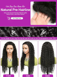 Spacewallart Water Wave Lace Front Curly Hair Wig with natural water wave texture and lace front for a seamless, stylish look.