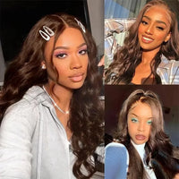 Chocolate brown HD lace front human hair wig by Spacewallart, showcasing realistic lace front and soft, natural human hair texture.