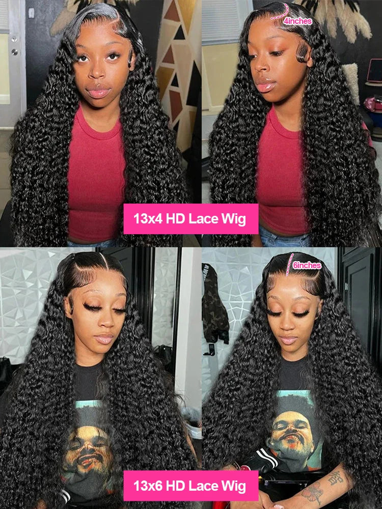 High Density Loose Deep Wave HD Lace Wig by Spacewallart, showcasing full, voluminous deep wave hair on a lace wig cap.