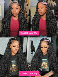 High Density Loose Deep Wave HD Lace Wig by Spacewallart, showcasing full, voluminous deep wave hair on a lace wig cap.