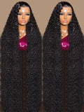 Deep wave HD lace front human hair wig by Spacewallart featuring curly texture and natural-looking lace front for a seamless style.