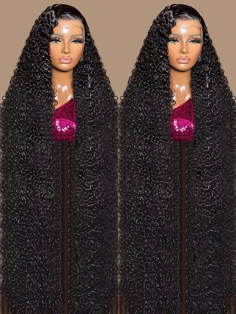Deep wave HD lace front human hair wig by Spacewallart featuring curly texture and natural-looking lace front for a seamless style.