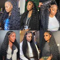 Deep wave HD lace frontal human hair wig by Spacewallart with natural deep wave curls and transparent lace for a seamless look.