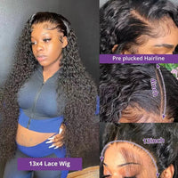 Deep Wave HD lace frontal human hair wig by Spacewallart, showcasing curly deep wave texture and natural lace front detail.