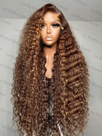 Deep Wave HD lace front human hair wig by Spacewallart showcasing curly, voluminous deep wave texture and natural lace front styling.