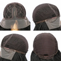 Natural black kinky curly lace front wig by Spacewallart featuring soft, voluminous curls and a realistic hairline.