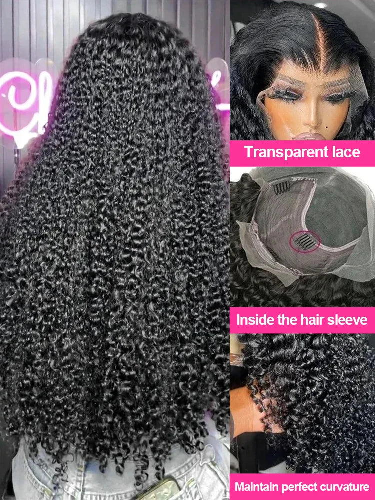 High density loose deep wave HD lace wig from Spacewallart, showcasing full, voluminous deep wave hair with lace front for natural look.