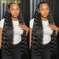 Deep wave frontal wig by Spacewallart featuring natural deep wave hair and a lace frontal for a seamless style.