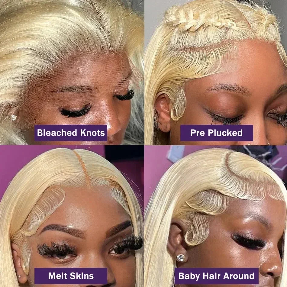 Blonde lace front human hair wig by Spacewallart, showcasing natural hair texture and lace front design for a seamless look.