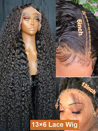Deep wave lace front human hair wig by Spacewallart featuring curly, natural-looking deep wave hair with lace front for a seamless style.