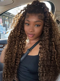 Deep Wave HD Lace Front Human Hair Wig by Spacewallart, showcasing realistic deep wave texture and lace front design.