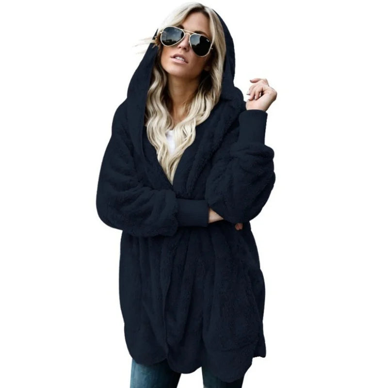 Spacewallart FURI hoodie in black, showing front view with hood and stylish design, made for comfortable casual wear.