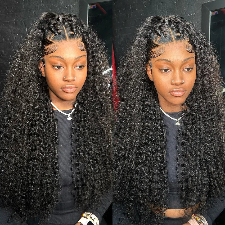 HD Deep Wave Curly Lace Front Hair Wig by Spacewallart featuring natural deep wave curls and a lace front for a seamless look