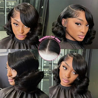 Body Wave short human hair wig by Spacewallart featuring natural waves and a stylish short length for versatile styling.