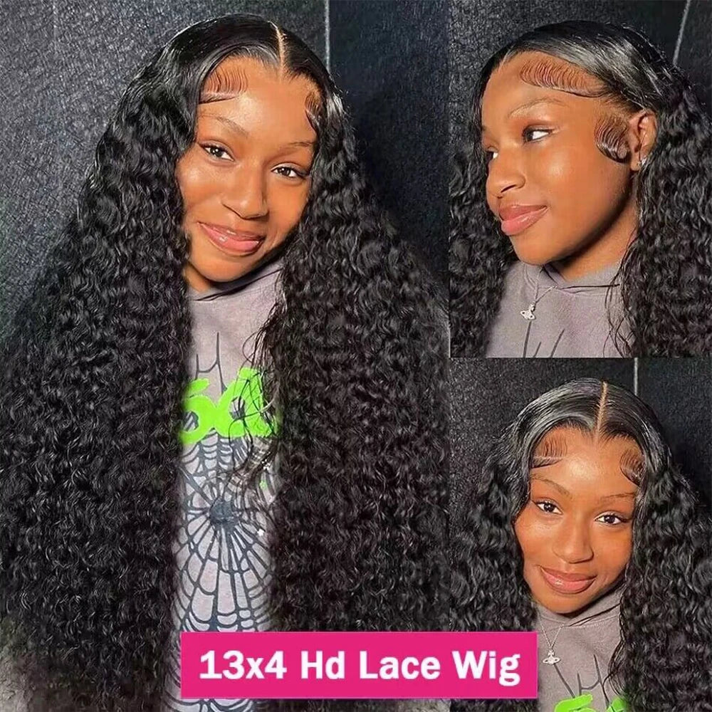 Deep Wave HD lace front human hair wig by Spacewallart featuring textured deep wave curls and natural hairline.