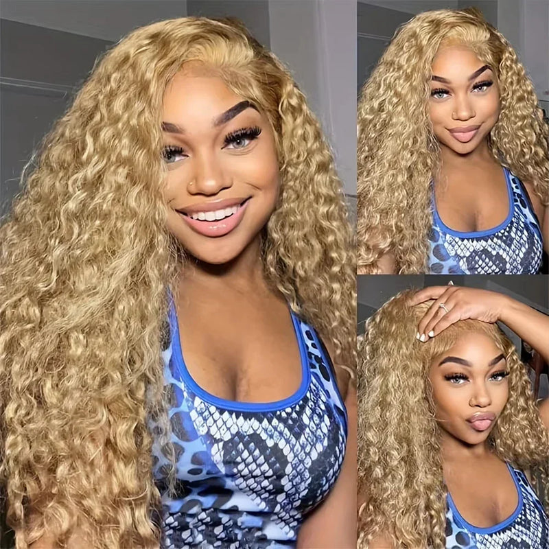 Honey blonde lace front human hair wig by Spacewallart with natural-looking hair and lace front for a seamless style.