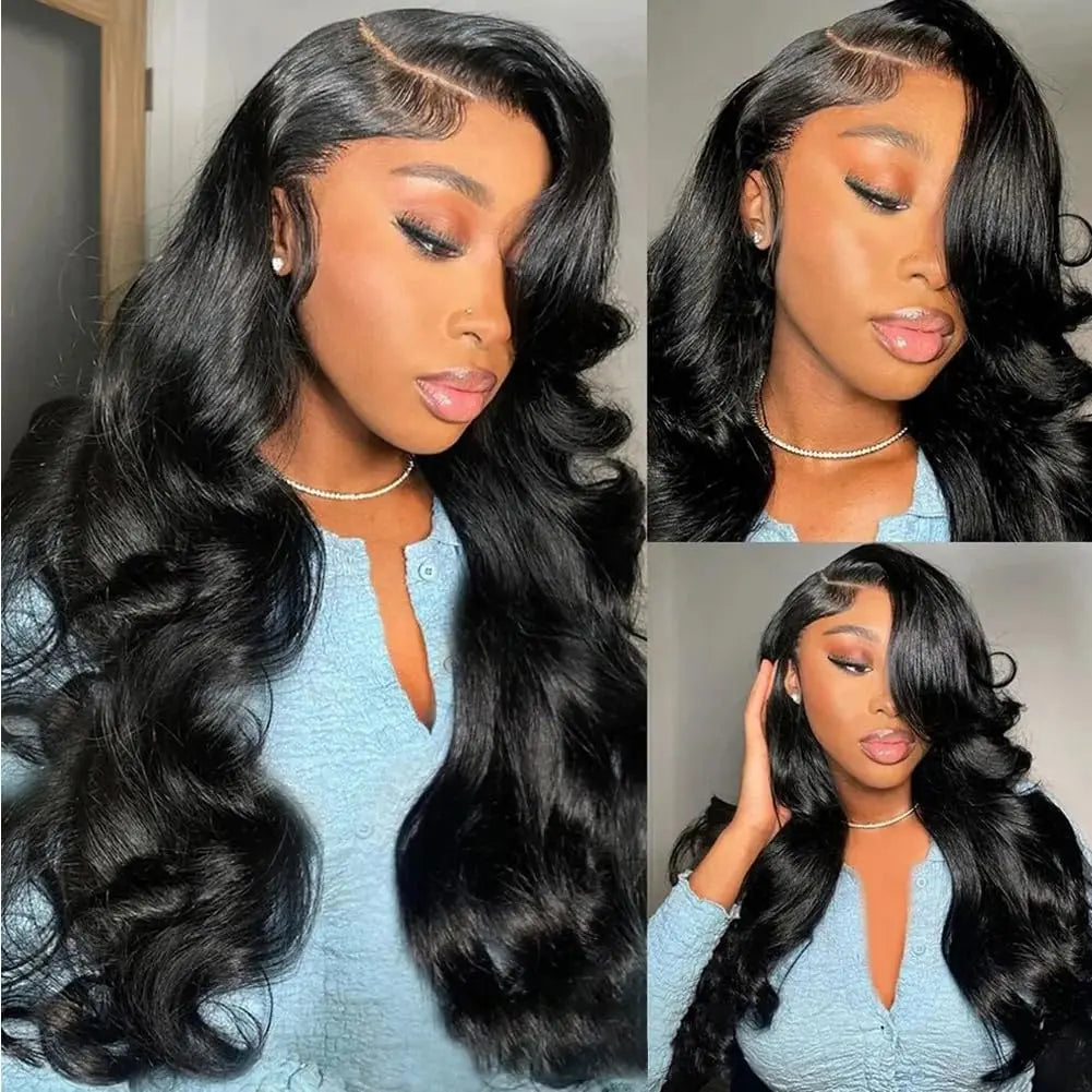 Body Wave Human Hair Wig by Spacewallart featuring natural-looking, soft, wavy hair with a full cap construction.