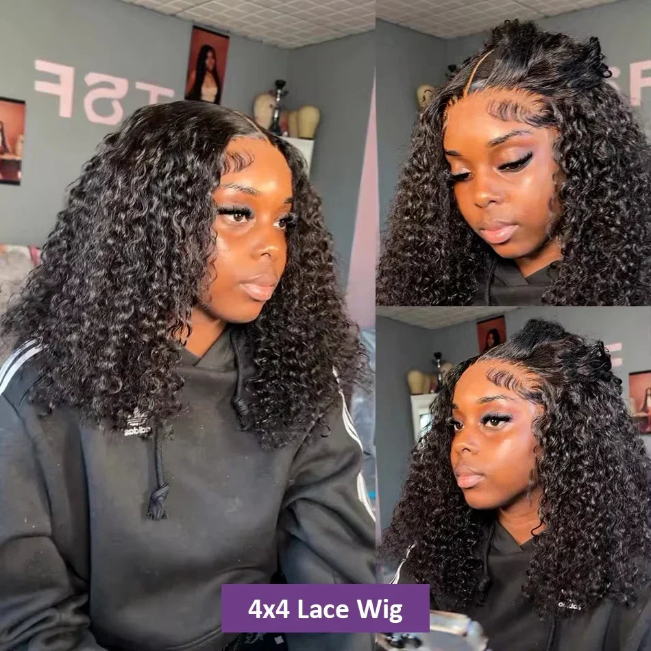 Deep curly bob wig by Spacewallart featuring voluminous, textured hair with a natural curl pattern and sleek finish.
