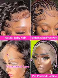 Deep wave lace frontal wig by Spacewallart, showcasing natural deep wave hair texture and lace front for a seamless style.