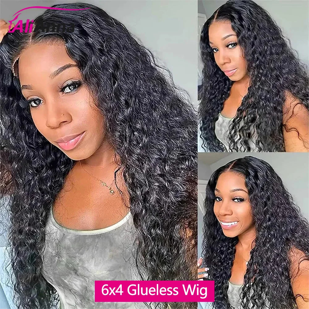 Spacewallart curly wave glueless hair wig shown on a mannequin head, featuring natural-looking curls and a seamless fit.