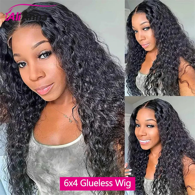 Spacewallart curly wave glueless hair wig shown on a mannequin head, featuring natural-looking curls and a seamless fit.