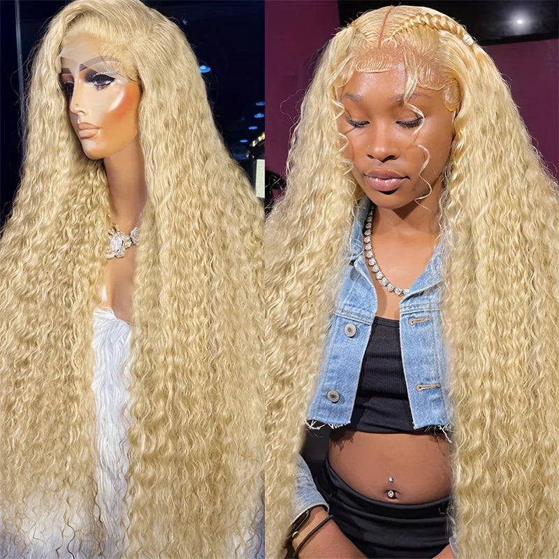 Blonde HD lace frontal human hair wig by Spacewallart, showcasing realistic lace closure and silky straight texture.