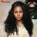 Spacewallart HD lace frontal curly glueless wig featuring natural curly hair and a seamless fit for a realistic look.