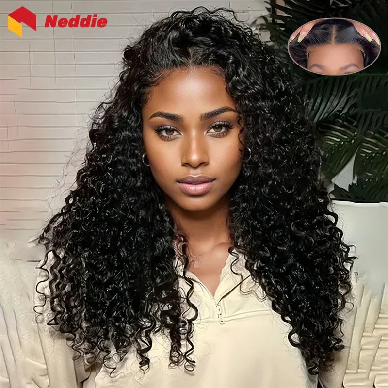 Curly HD lace frontal wig by Spacewallart featuring natural hair texture, glueless fit, and curly style for a seamless look.